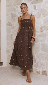 Tammy Maxi Dress - Chocolate Polka