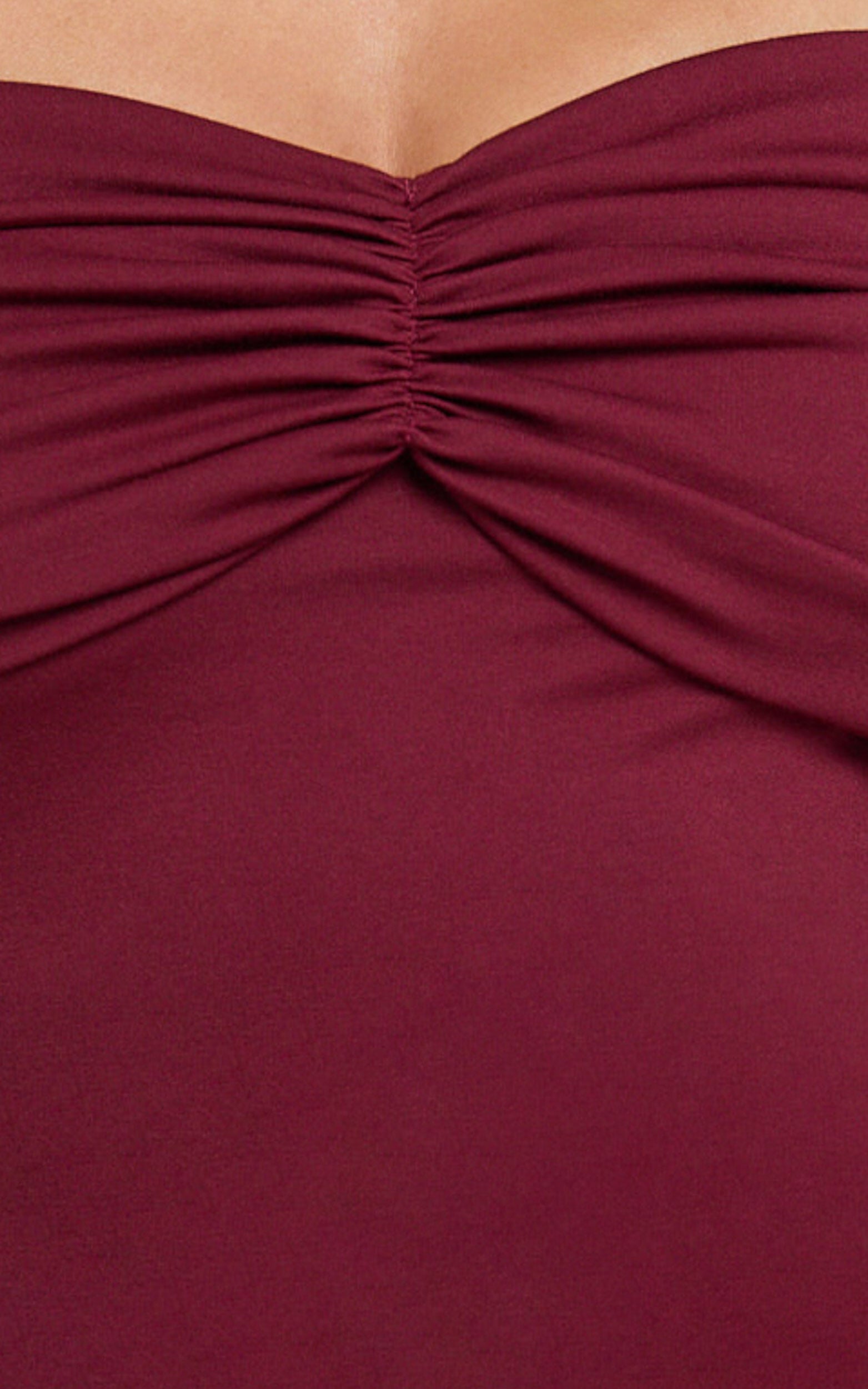 Rani Maxi Dress - Off Shoulder Long Sleeve Bodycon Dress in Wine
