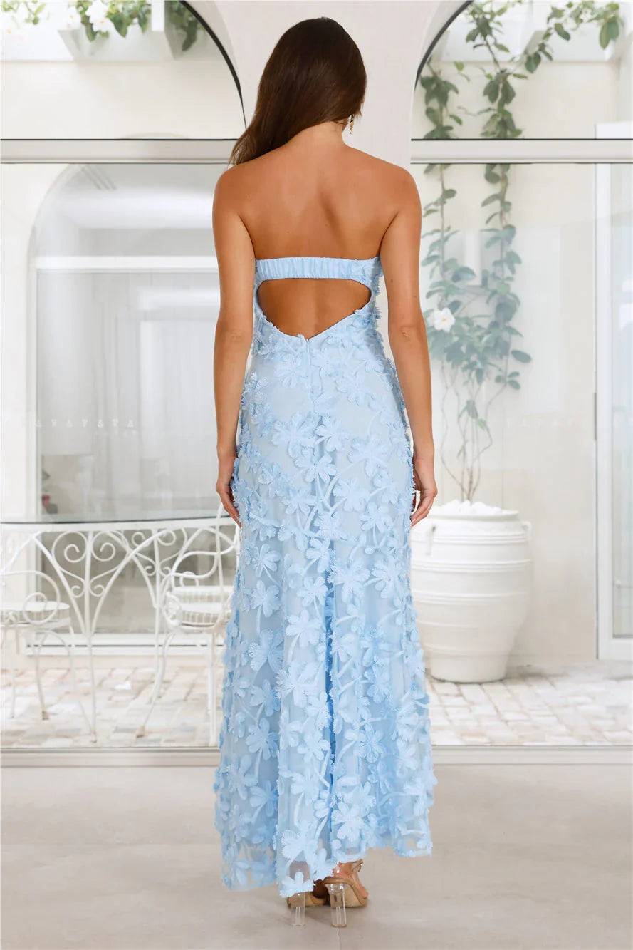 Urban Petal Strapless Maxi Dress Blue