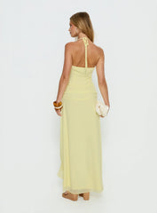 Roxine Asymmetrical Halter Maxi Dress Yellow