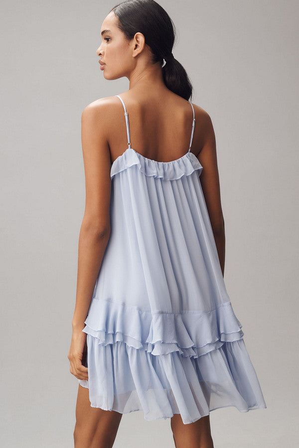 Tiered Ruffle Silk Mini Dress